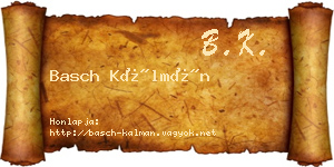Basch Kálmán névjegykártya